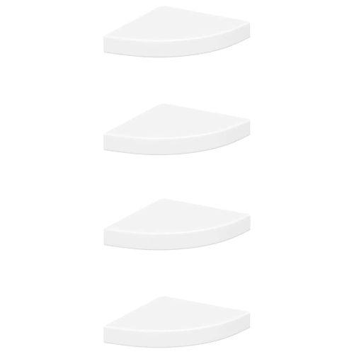 Окачени ъглови рафтове, 4 бр, бели, 25x25x3,8 см, МДФ