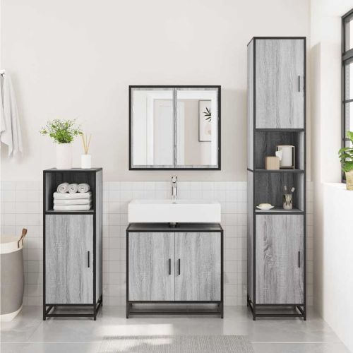 Шкаф за мивка в банята Grey Sonoma Инженерна дървесина