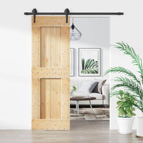 Преплъзваща се врата Естествено и черно 70 x 210 cm