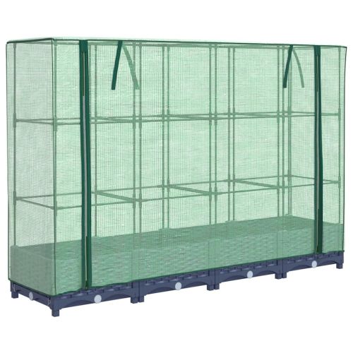 Повдигнато легло с покривало за оранжерия, ратанова имитация, 160x40x123 см