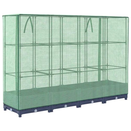 Повдигнато легло с покривало за оранжерия, ратанова имитация, 160x40x123 см