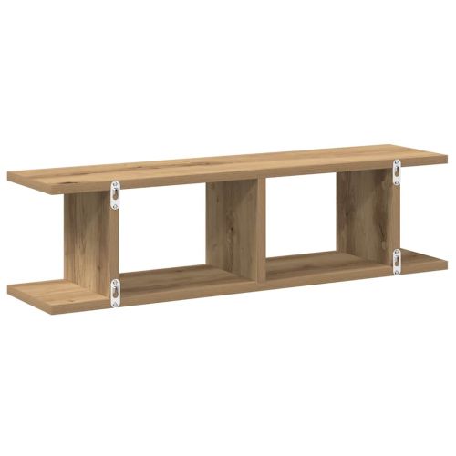 Стенни рафтове, 2 бр, дъб артизан, 75x18x20 см, инженерно дърво