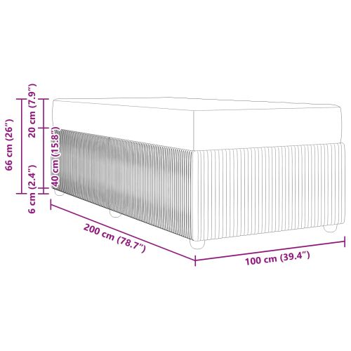 Рамка за легло Светлосиво 100 x 200 cm текстил