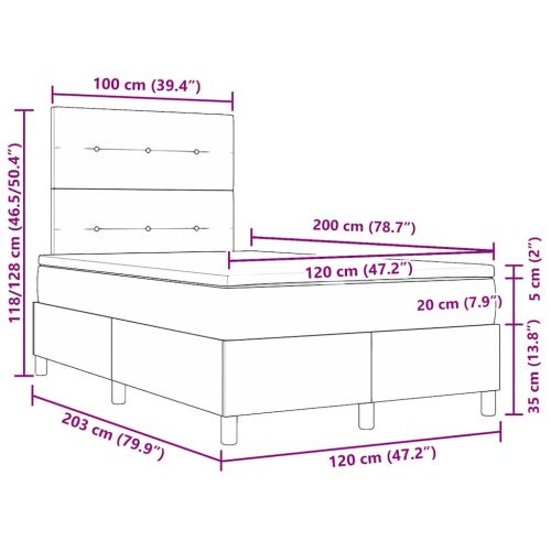 LED кутия за пружини с легло Розово 120 x 200 cm Кадифе