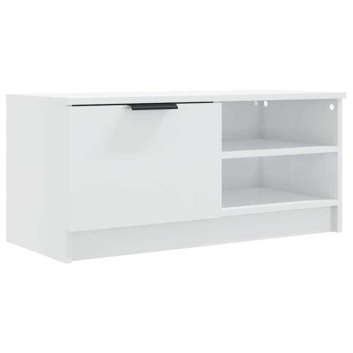ТВ шкаф бял гланц 80x35x36,5 см инженерно дърво