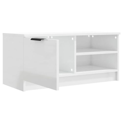 ТВ шкаф бял гланц 80x35x36,5 см инженерно дърво