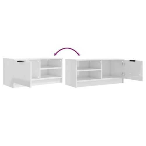 ТВ шкаф бял гланц 80x35x36,5 см инженерно дърво