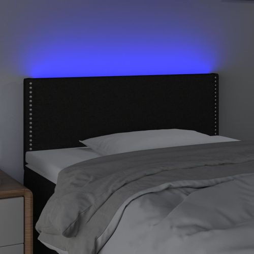 LED горна табла за легло, черна, 90x5x78/88 см, плат