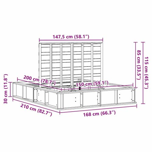 Рамка за легло Кафяво с восъчно покритие 150 x 200 cm