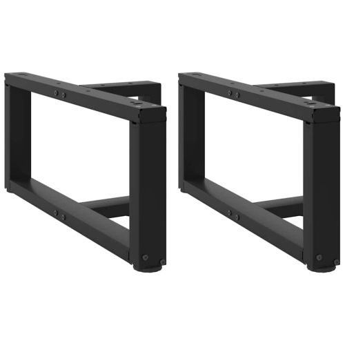 Крака за масичка за кафе, Т-образни, 2 бр., черни, 70x25x(30-31) см, стомана