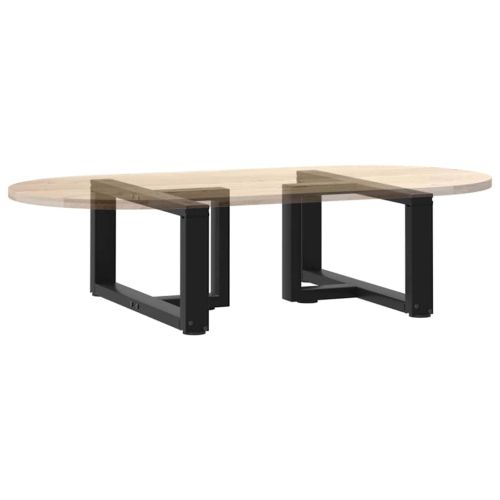 Крака за масичка за кафе, Т-образни, 2 бр., черни, 70x25x(30-31) см, стомана