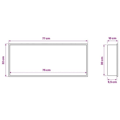 Нишата за душ Бяло 75 x 30 x 9,5 см Неръждаема стомана