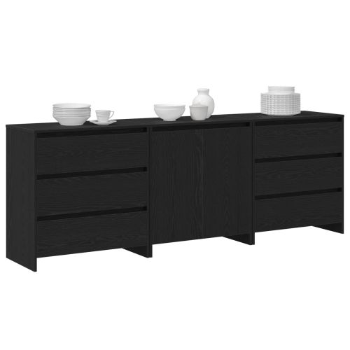 Служебен шкаф 3 бр. Черно 70 x 41 x 75 см Инженерна дървесина