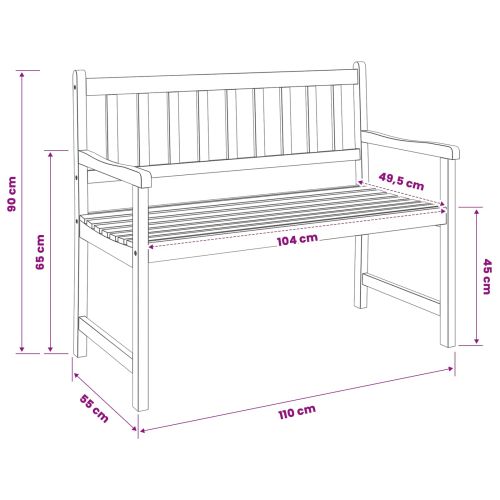 Градинска пейка 2-Брой места 110 x 55 x 90 см