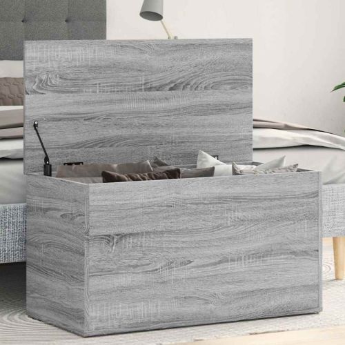 Сандък за съхранение сив сонома 84x42x46 см инженерна дървесина