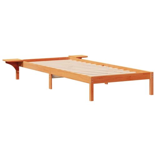 Легло с нощни шкафчета Кафяво с восъчно покритие 80 x 210 cm