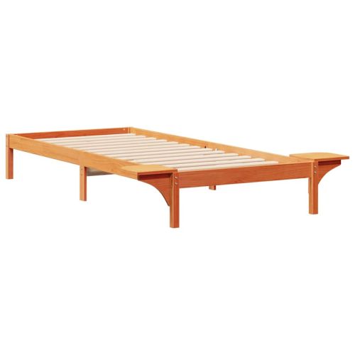Легло с нощни шкафчета Кафяво с восъчно покритие 80 x 210 cm