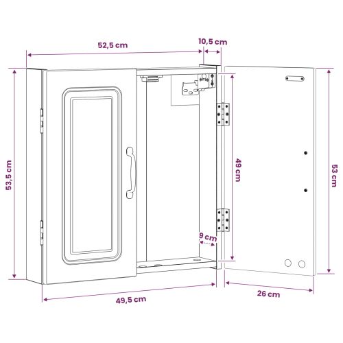 Кабинет за дартборд UTRECHT Старо дърво 52,5 x 10,5 x 53,5 см