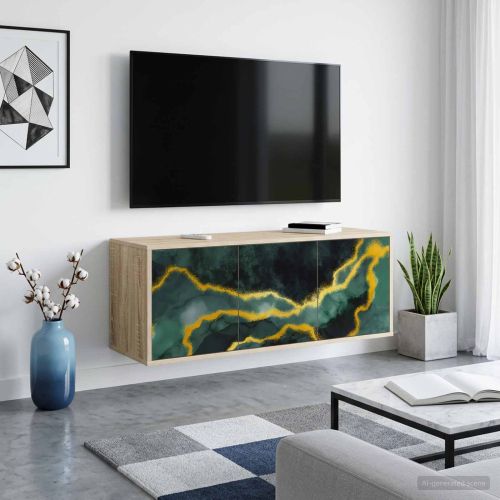 Стенен телевизионен шкаф WIJHE 102 x 33 x 40 см Дъб сонома