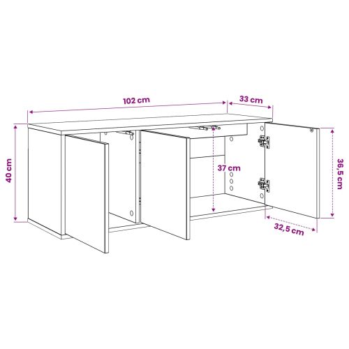 Стенен телевизионен шкаф WIJHE 102 x 33 x 40 см Дъб сонома
