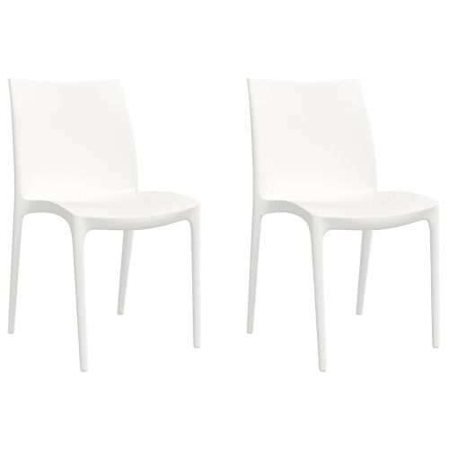Градински столове, 2 бр, бели, 50x46x80 см, полипропилен