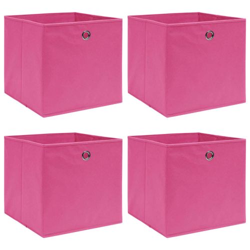 Кутии за съхранение 4 бр розови 32x32x32 см плат