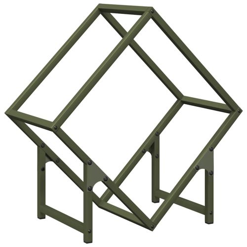 Стойка за дърва за огрев маслиненозелена 50x25x50 см