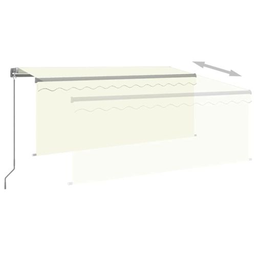 Ръчно прибиращ се сенник с щора и LED, 3,5x2,5 м, кремав