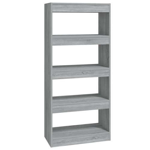 Библиотека/разделител сив сонома 60x30x135 см инженерно дърво