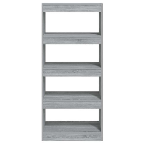 Библиотека/разделител сив сонома 60x30x135 см инженерно дърво