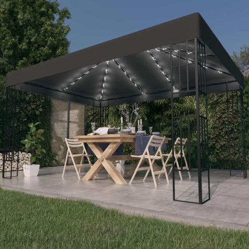 Шатра с LED светещи стрингове, 3х4 м, антрацит