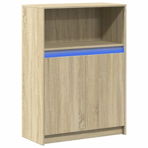 Сайдборд с LED, дъб сонома, 72x34x100 см, инженерно дърво