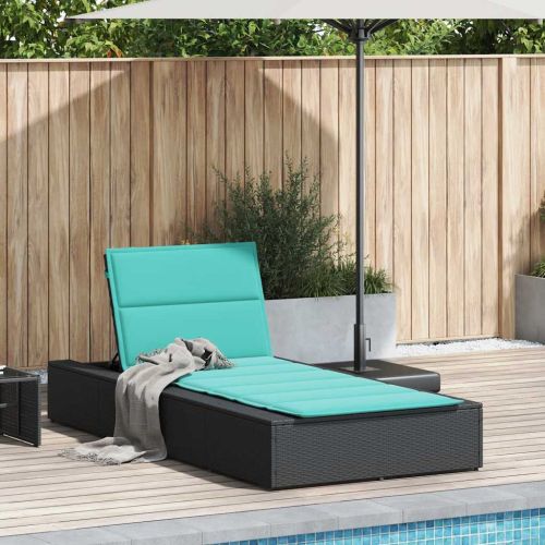 Шезлонг с плаваща възглавница Black Poly Rattan