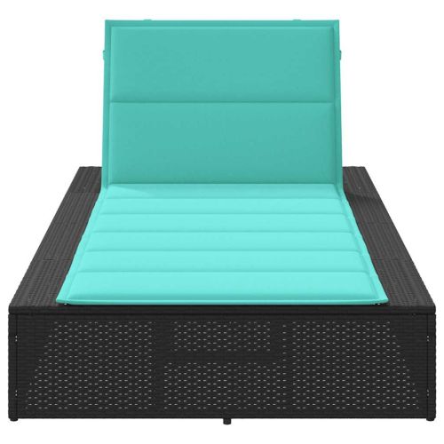Шезлонг с плаваща възглавница Black Poly Rattan