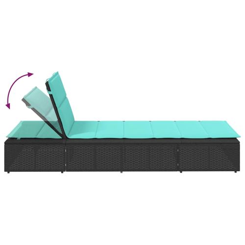 Шезлонг с плаваща възглавница Black Poly Rattan