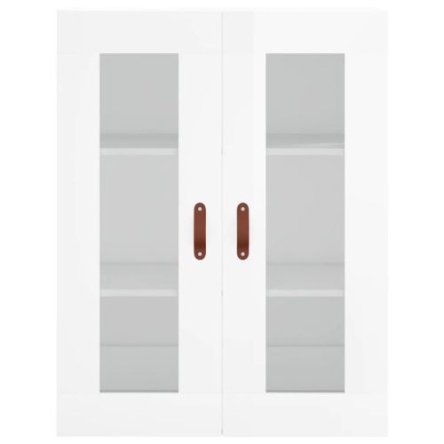 Стенен шкаф бял гланц 69,5x34x90 см