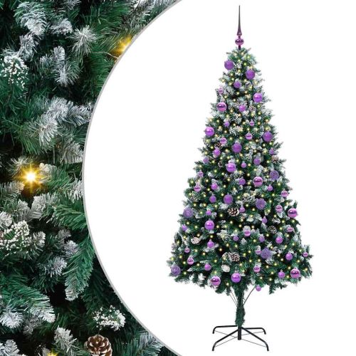 С изкуствено коледно дърво с 300 LED светодиода Зелен 210 cm