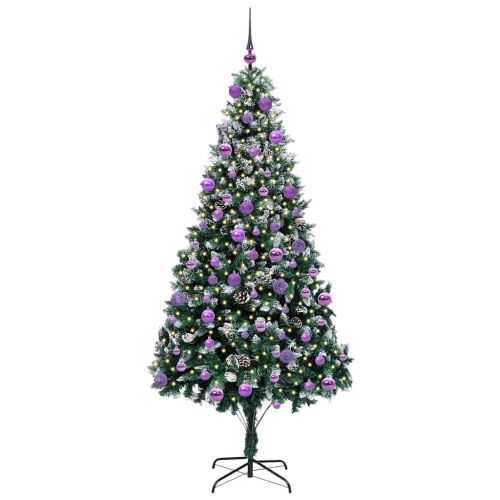 С изкуствено коледно дърво с 300 LED светодиода Зелен 210 cm