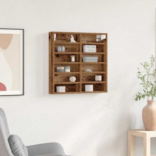 Витрина Монтиране на стена Старо дърво 60 x 8,5 x 58 см