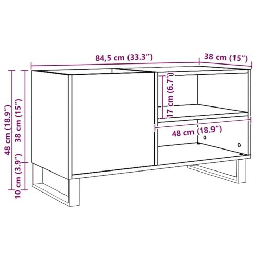 Шкаф за грамофонни плочи, 84,5x38x48 см, инженерно дърво