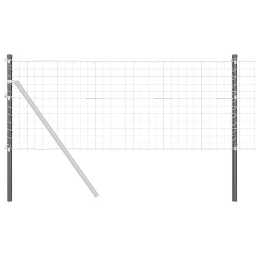 Стълб за ограда. 12 бр. Сиво 120 cm Прахово покритие стомана
