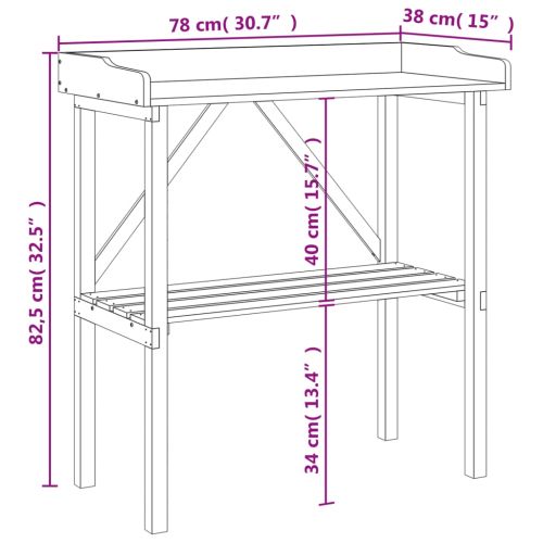 Маса за разсаждане с рафт сива 78x38x82,5 см масивна ела