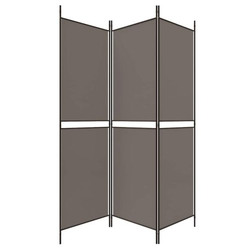 Параван за стая, 3 панела, антрацит, 150x220 cм, плат