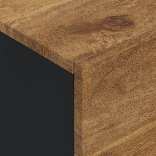 Висок шкаф с 3 врати 40x33x110 см масивно дърво манго и желязо
