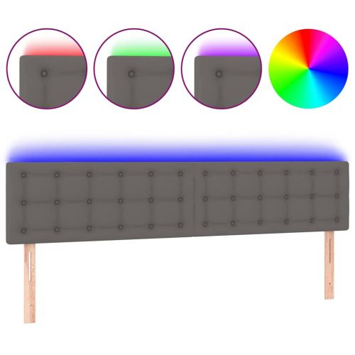 LED Горна табла за легло, сива, 180x5x78/88 см, изкуствена кожа