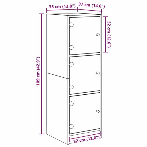 Висок шкаф Черния дъб 35 x 37 x 109 см Инженерна дървесина