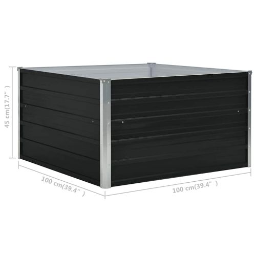 Повдигната леха, 100x100x45 см, поцинкована стомана, антрацит