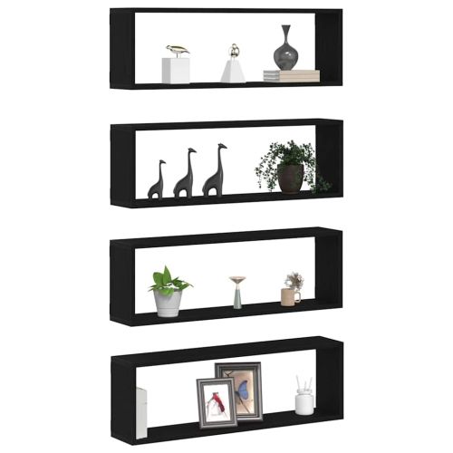 Стени за рафтове 4 бр. Черния дъб 80 x 15 x 26 см