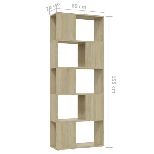 Библиотека, дъб сонома, 60x24x155 см, инженерно дърво