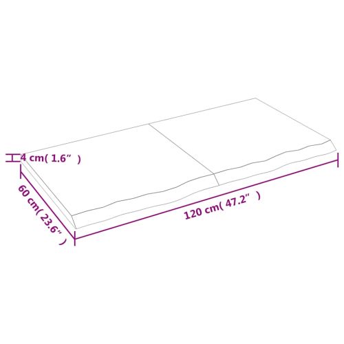 Плот за маса светлокафяв 120x60x(2-4) см обработен масивен дъб
